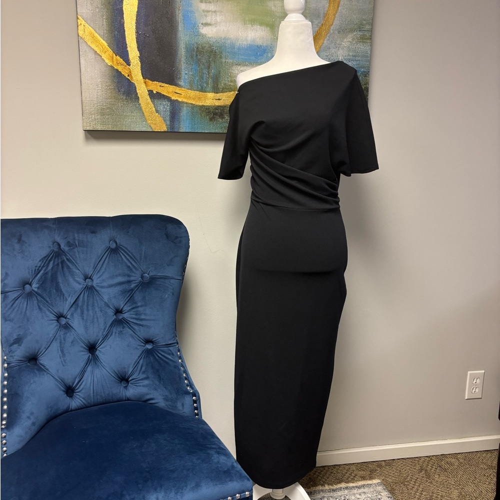 ASOS Chic Black One Shoulder Dress. NWOT.